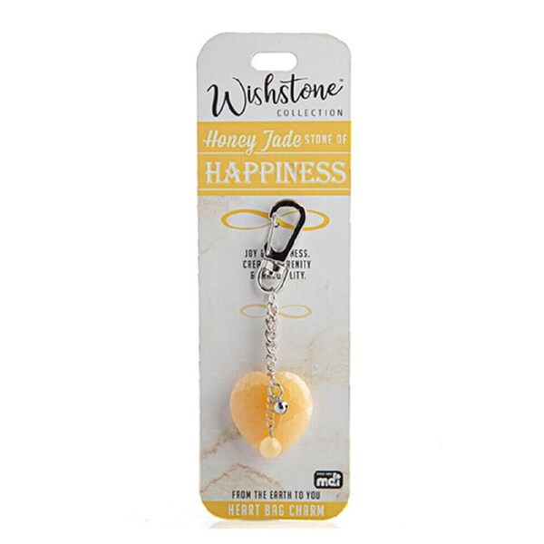 Wishstone Honey Jade Heart Bag Charm Bag Keychain Gemstone Women's Accessory