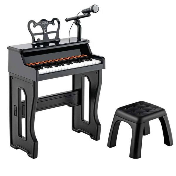 Costway 37-Key Piano Keyboard Toy Electronic Musical Instrument w/Adjustable Microphone Music Stand & Stool Gift