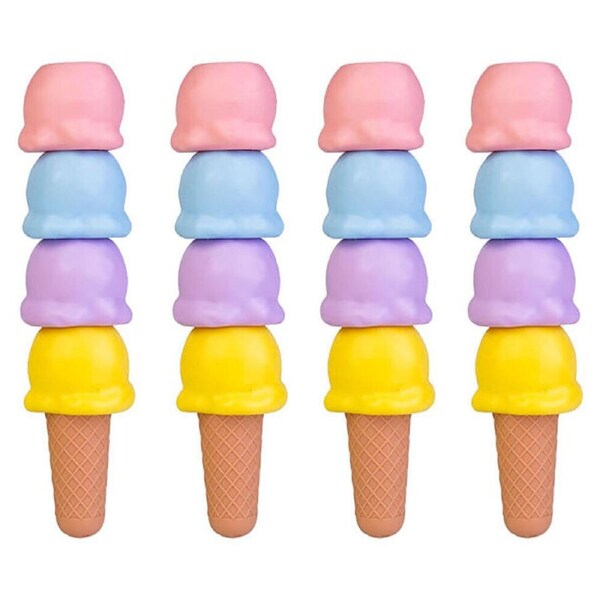 4PK MDI Stackable Coloring Highlighters Writing Stationery Ice Cream Assorted