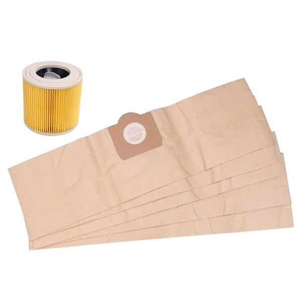 JOYBUY 5X Dust Bag 1X Filter for KARCHER WD3 Premium WD 3,300 M WD 3,200 WD3.500 P 6,959-130 Vacuum Cleaner