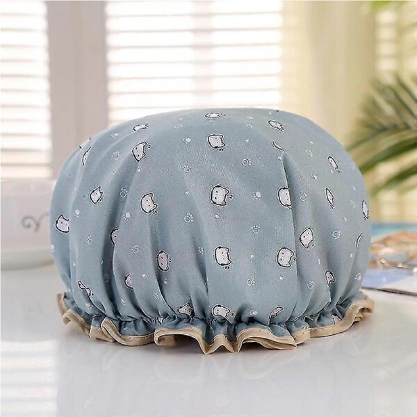 Shower Cap, Large Shower Caps For Women Long Hair, Reusable Double Layer Waterproof Shower Hair Bath