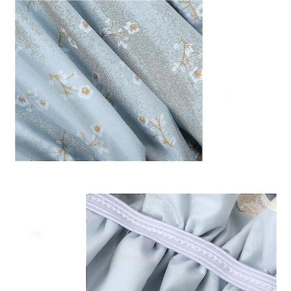 Shower Caps Women Double Layer Shower Cap Waterproof Elastic Swim Cap Floral Pattern For Women Shower Bath Salon (blue)