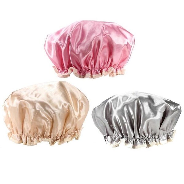 Female Shower Caps Waterproof Bathing Caps Material for Shower Bathing 28x4x1cm 3Pcs