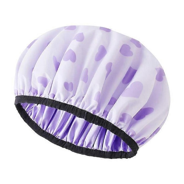 Waterproof printed shower cap double layer women's long hair shower cap satin bathroom cap