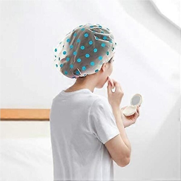 Waterproof Shower Caps Reusable Shower Hats Elastic Hair Bath Caps for Ladies Spa Salon 3 Pack Shower Caps for Women