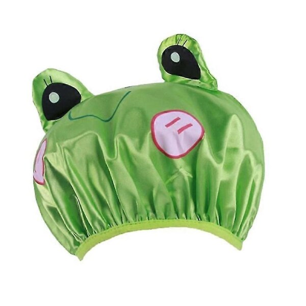 Shower Cap Double Layer Waterproof Cute Washing Cap Children's Bath Cap Head Cover Shower Cap Bathing Shower CapGreen frog cartoon SZRH