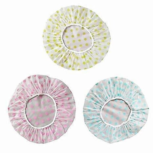 6 PCS Shower Caps Waterproof Elastic Reusable Bathing Hair Cap Waterproof EVA Plastic Shower Cap