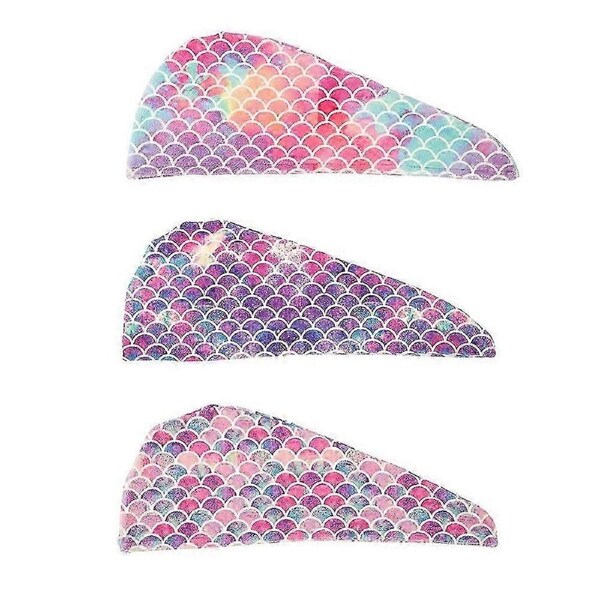 3 Pcs Microfiber Towel Hair Mermaid Shower Cap Drying Showercap Shower Cap Microfiber Drying Shower Caps Hair Drying Hat
