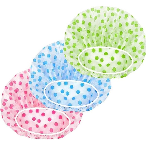 Shower Caps for Women Men Reusable Shower Hat Bath Caps with Elastic Band Waterproof Bath Cap Shower Caps for Women Long Hair (5set-3 PCS)