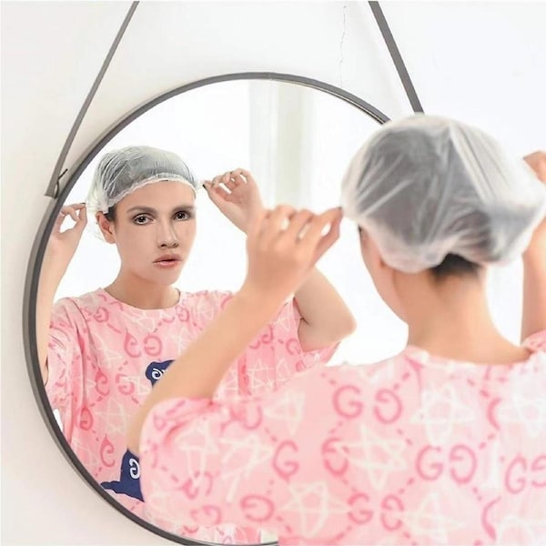 Disposable Shower Caps 100 Pcs - Multi-Purpose Thickening Elastic Bath Cap Plastic Waterproof Clear Shower Caps Bath Shower Hair