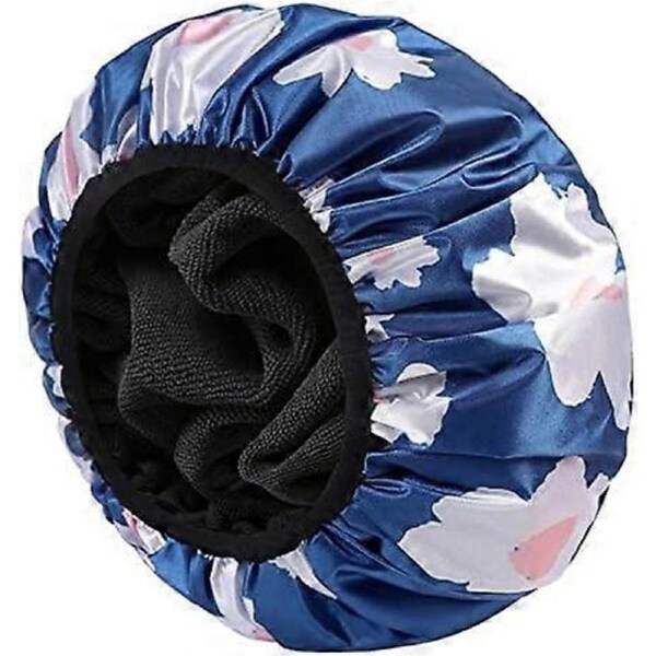 Terry Lined Shower Cap,Triple Layer Large Cap for Women,Shower Cap Reusable Waterproof,Long Thick