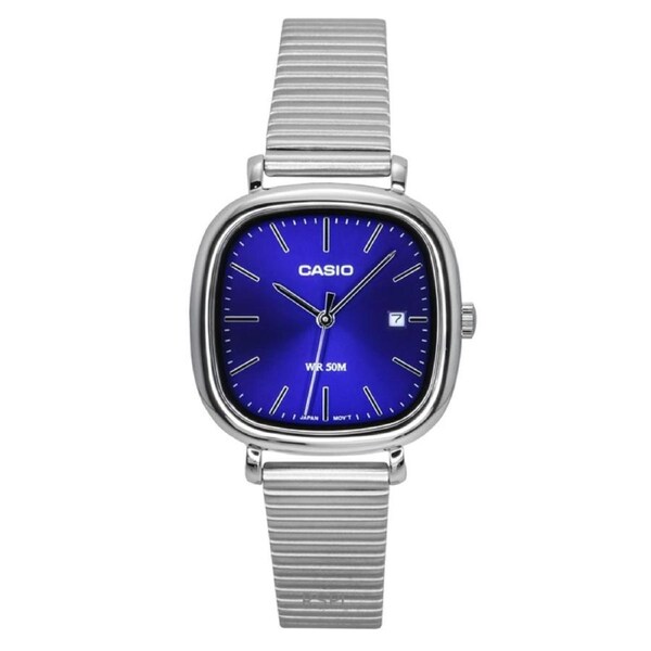 Casio Quartz LTP-B166D-2AV Ladies Watch Analog Stainless Steel Blue Dial Date Display 50M