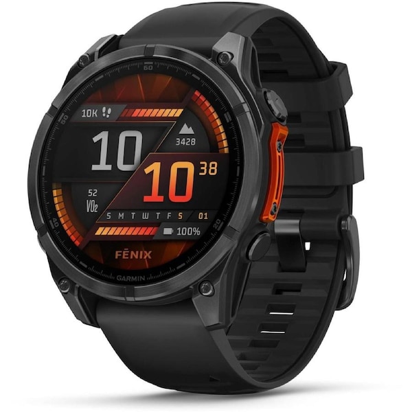 Garmin fenix 8 - 47mm AMOLED Slate gray with black silicone band