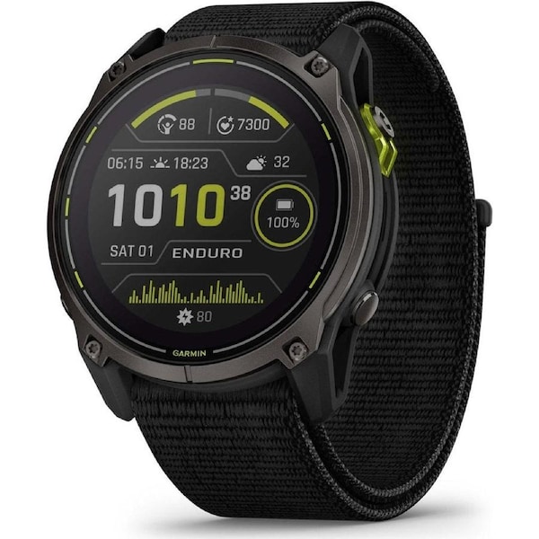 Garmin Enduro 3 – 51 mm Solar, Sapphire Carbon gray DLC titanium with black UltraFit nylon strap