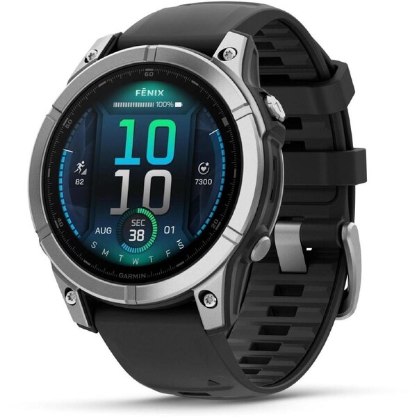 Garmin fenix E - 47 mm AMOLED Stainless steel with black silicone band