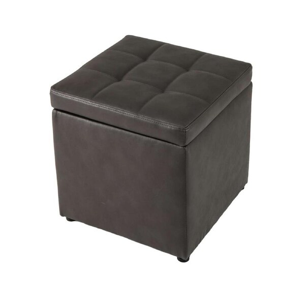 Costway Cube Storage Ottoman Pouf Storage Box Seat Foot Stool PU Leather Footstool 40cm