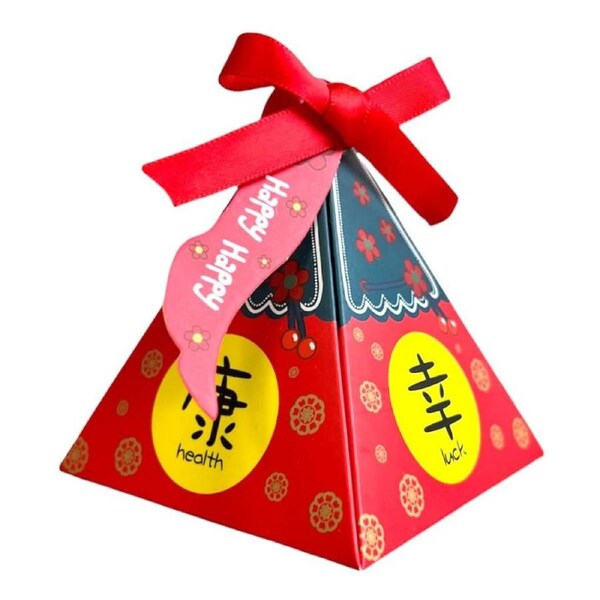Chinese New Year Pyramid Treat Boxes 5pk - Best Wishes
