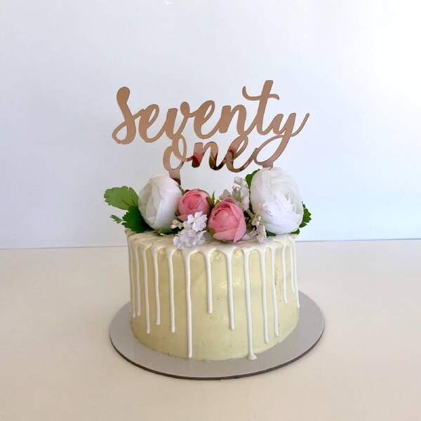 Acrylic Rose Gold 'seventy one' Cake Topper