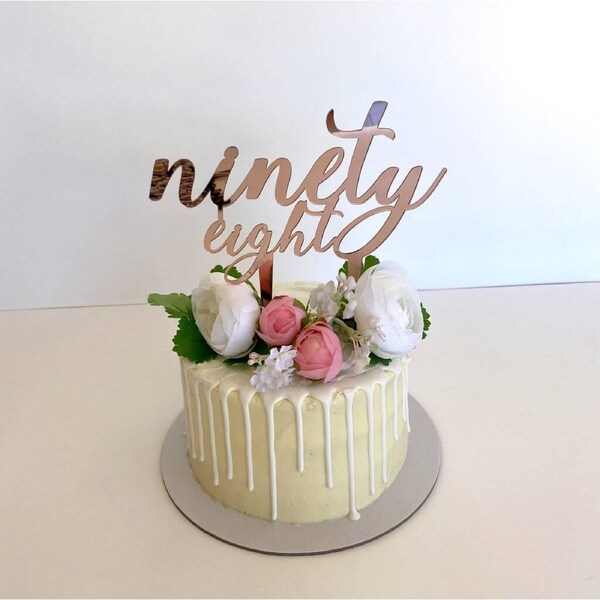 Acrylic Rose Gold 'ninety eight' Cake Topper