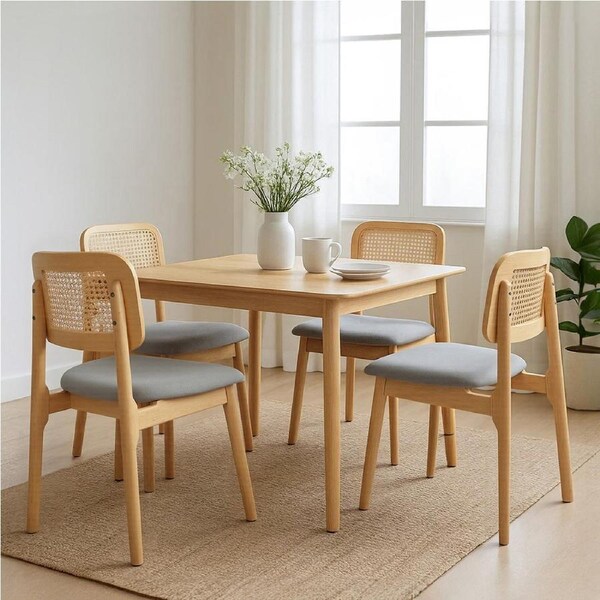 1 Set of 4 Levede Rattan Wicker Dining Chairs - Natural