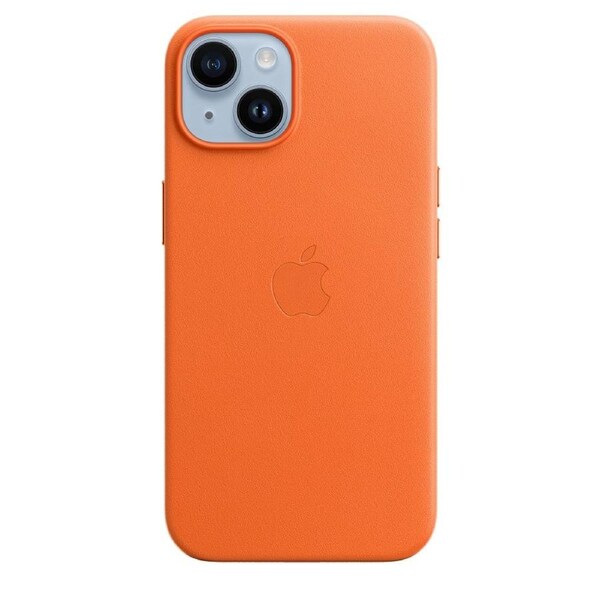 Apple Leather Case with Magsafe for iPhone 14 - Orange