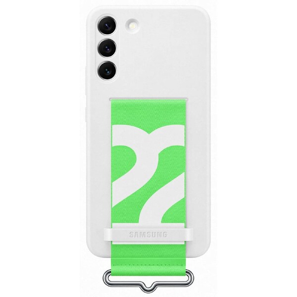 Samsung Silicone Cover with Strap for Galaxy S22 - White