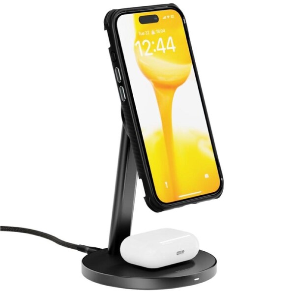 EFM Qi2 15W Duo Wireless Charge Stand with 20W Power Supply and 1.2M Cable - Black