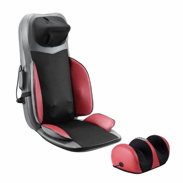 Full Body Massage Cushion Chair Shiatsu Back Neck Massaging Pad Seat Heating Vibration Rolling Kneading with Foot Massager Relax Remote Pillow Homasa