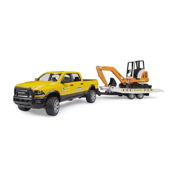Bruder - RAM 2500 Toy Truck with Mini Excavator Set 1:16 Scale