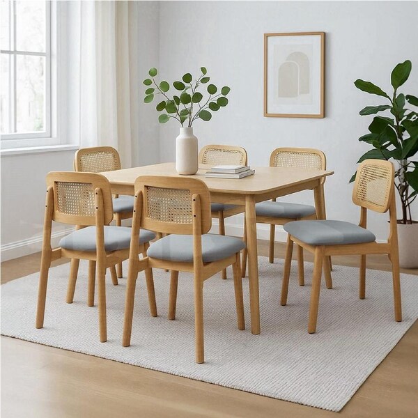 1 Set of 6 Levede Rattan Wicker Dining Chairs - Natural