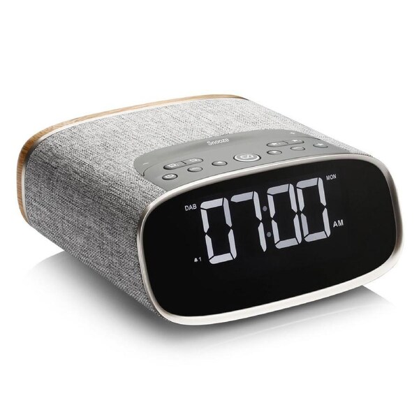VQ Lark DAB+ Digital Clock Radio with Bluetooth - Grey & Oak