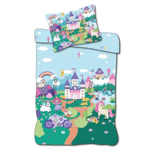 BrandMac Princess Unicorn Fairyland Cotton Quilt Cover Set - Toddler Bed