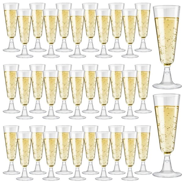 144x 210ml Premium Plastic Wine/Champagne Glasses Flutes Bulk - Clear