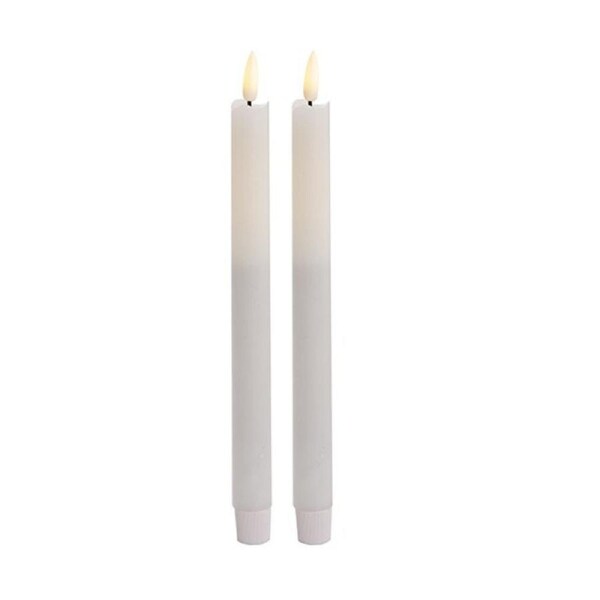 1 Pack of 2 LED Flickering Wax Taper Candles (Battery Operated) in White