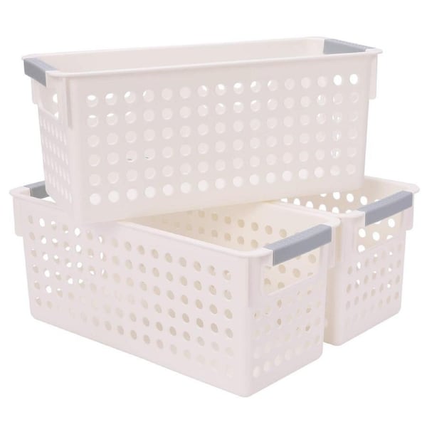 16x Premium Plastic Storage Baskets Bulk w/ Grip Handles 39.5*20.5*19.5cm