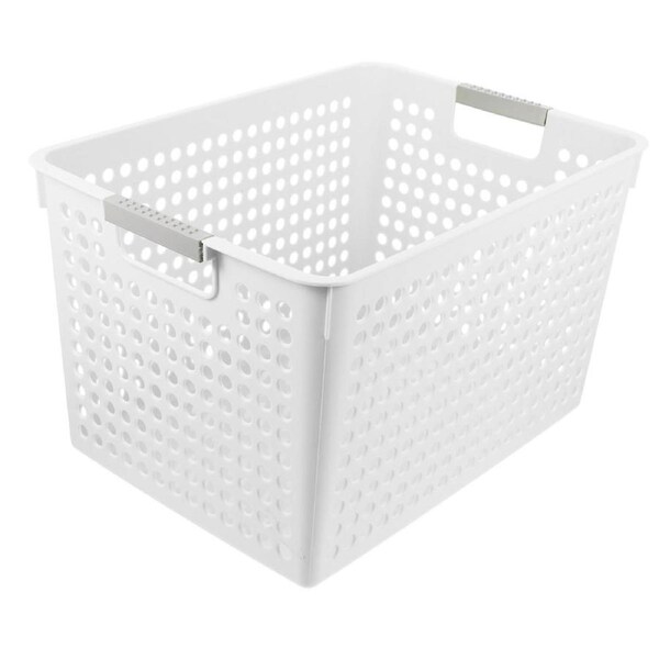 24x Premium Plastic Storage Basket Bulk w/ Grip Handles 27*18*14cm
