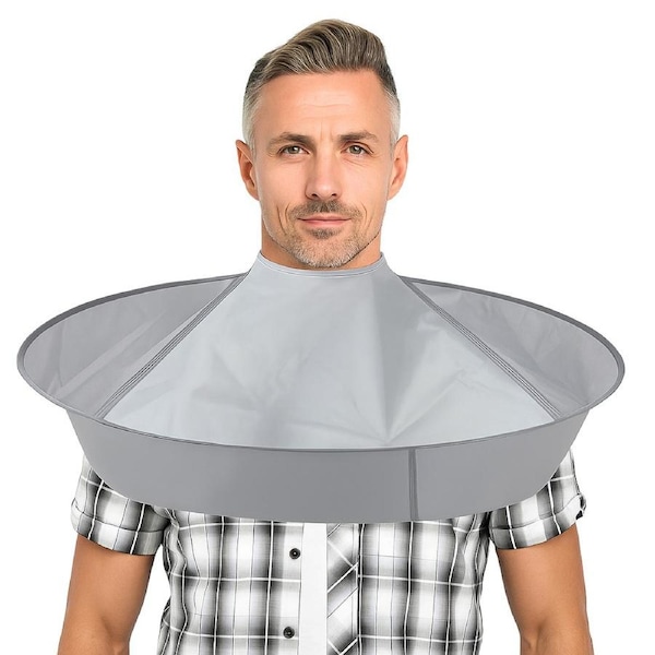 Facial Hair Cut & Beard Shave Apron Cape Shaving Bib Whisker Trimming Catcher