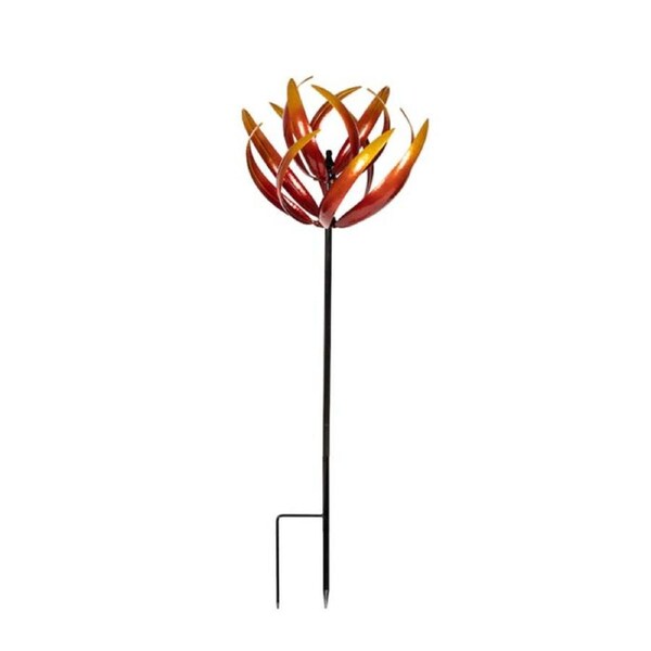 Metal Wind Spinner Lotus Flame Home Decor 67x210cm - Red