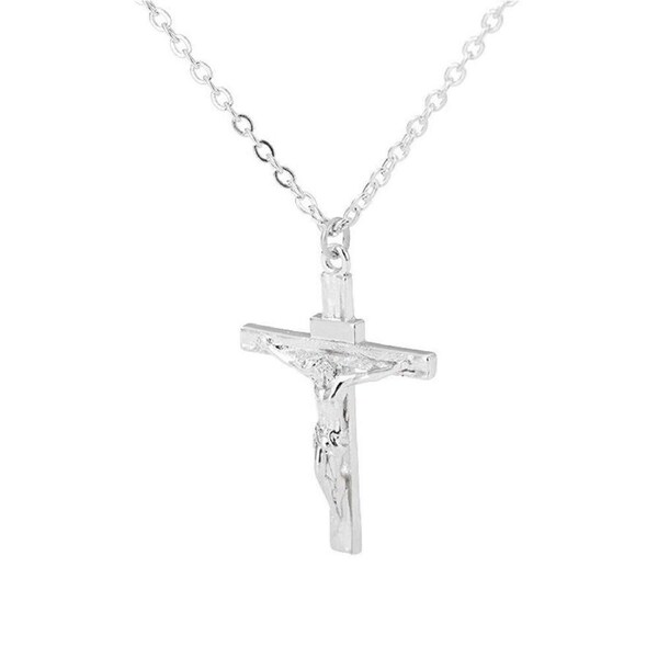Jesus Christ Metal Necklace Chain Pendant Chain Jewellery Crucifix - Silver