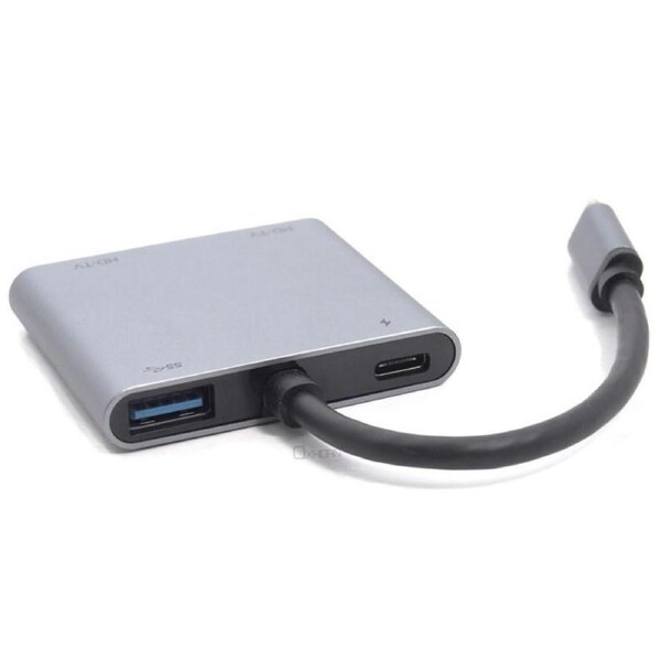 SIMPLECOM USB 3.0 Type C to 4k@30Hz 2xHDMI Display USB-C 3.0 port Multi Stream Transport Aluminum Thin Body 4 in 1 Adapter (WindowsMacChromebooks)