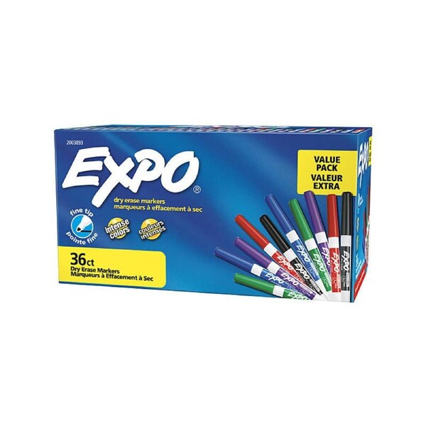 EXPO D/E WB Marker FT Assorted Box of 36