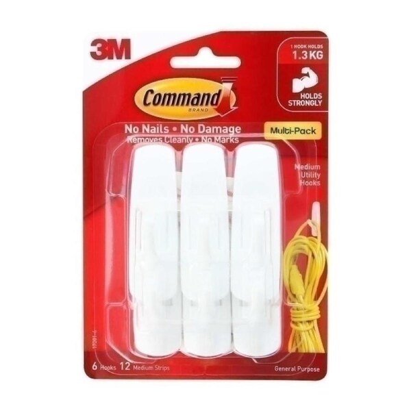 COMMAND Hook 17001VP-6Pack of Med Pack of 6
