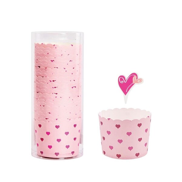 Chefmade Pink Paper Cupcake Liners 25PC - Heart