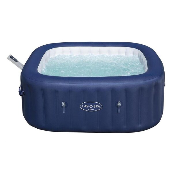 Bestway Lay-Z-Spa 1.80m x 1.80m x 71cm Hawaii MaxHold EnergySense UltraFit Smart AirJet 6 Blue Square Inflatable Spa - 6001H