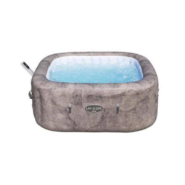 Bestway Lay-Z-Spa 1.80m x 1.80m x 71cm Rome MaxHold EnergySense UltraFit Smart AirJet 6 Brown Marble Square Inflatable Spa - 6001K