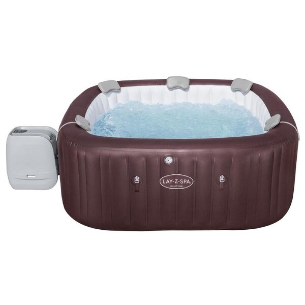 Bestway Lay-Z-Spa 2.01m x 2.01m x 80cm Maldives MaxHold EnergySense Smart Luxe HydroJet Pro 7 Burgundy Square Inflatable Spa - 6001U