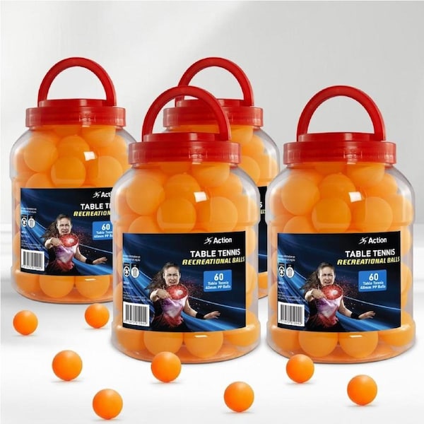 Action 240 Ping Pong Table Tennis Balls (4 Tubs of 60)