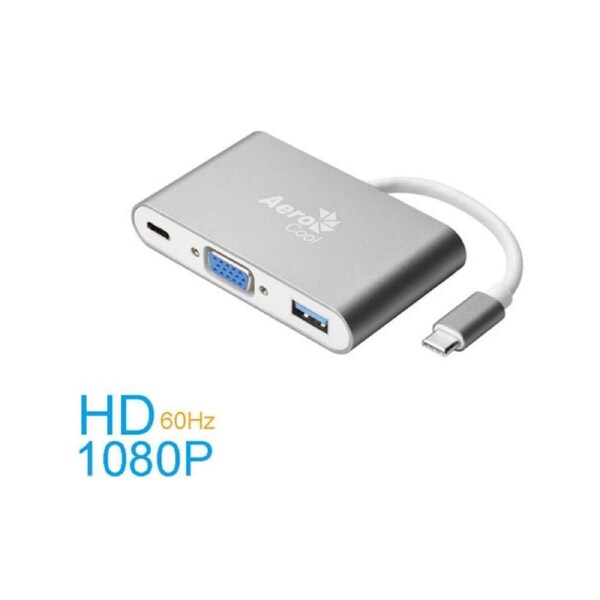 Aerocool Premium Multifunction USB Type-C to VGA USB3.0 & Type-C Power Delivery Adapter