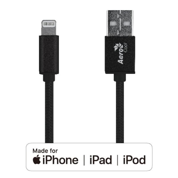 Aerocool Premium MFI Lightning Cable with Black Nylon Braided