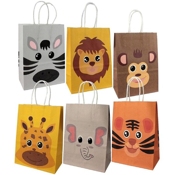 Jungle Animals Paper Gift Bags (Pack of 12)